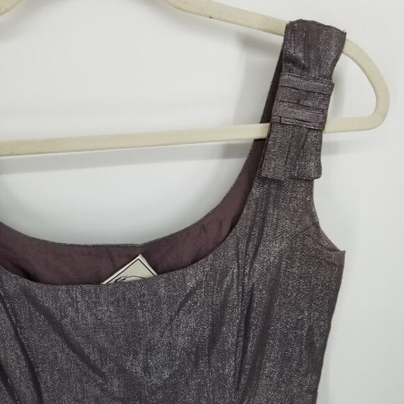 Anthropologie Yoana Baraschi Metallic Bow Dress 4 A Line Pleated Sleeveless - Picture 4 of 10